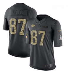 Men Nike Kansas City Chiefs 87 Travis Kelce Limited Black 2016 Salute to Service NFL Jersey