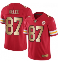 Men Nike Kansas City Chiefs 87 Travis Kelce Limited RedGold Rush NFL Jersey
