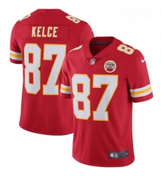 Men Nike Kansas City Chiefs 87 Travis Kelce Red Team Color Vapor Untouchable Limited Player NFL Jersey