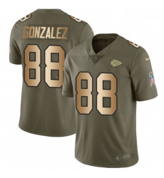 Men Nike Kansas City Chiefs 88 Tony Gonzalez Limited OliveGold 2017 Salute to Service NFL Jersey