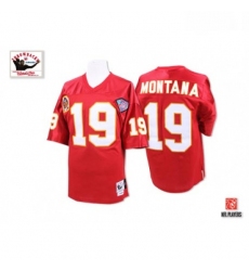 Mitchell and Ness Kansas City Chiefs 19 Joe Montana Red 75th Anniversary Authentic Throwback NFL Jersey