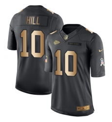 Nike Chiefs #10 Tyreek Hill Black Mens Stitched NFL Limited Gold Salute To Service Jersey