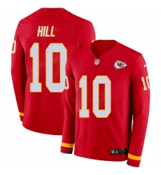 Nike Chiefs #10 Tyreek Hill Red Team Color Men Stitched NFL Limited Therma Long Sleeve Jersey