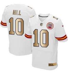 Nike Chiefs #10 Tyreek Hill White Mens Stitched NFL Elite Gold Jersey