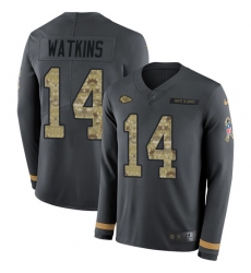 Nike Chiefs 14 Sammy Watkins Anthracite Salute to Service Men s Stitched NFL Limited Therma Long Sleeve Jersey
