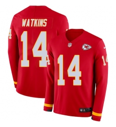 Nike Chiefs #14 Sammy Watkins Red Team Color Men Stitched NFL Limited Therma Long Sleeve Jersey