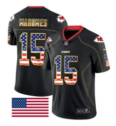 Nike Chiefs #15 Patrick Mahomes Black Men Stitched NFL Limited Rush USA Flag Jersey