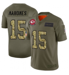 Nike Chiefs 15 Patrick Mahomes Olive Camo Men Stitched Football Limited 2019 Salute To Service Jersey