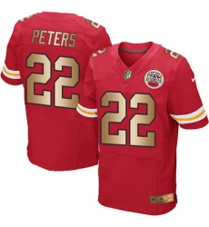 Nike Chiefs #22 Marcus Peters Red Team Color Mens Stitched NFL Elite Gold Jersey