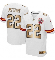 Nike Chiefs #22 Marcus Peters White Mens Stitched NFL Elite Gold Jersey