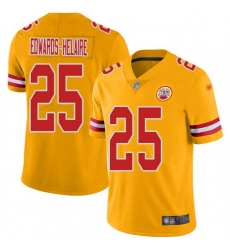 Nike Chiefs 25 Clyde Edwards Helaire Gold Men Stitched NFL Limited Inverted Legend Jersey