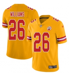 Nike Chiefs 26 Damien Williams Gold Men Stitched NFL Limited Inverted Legend Jersey