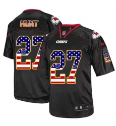 Nike Chiefs #27 Kareem Hunt Black Mens Stitched NFL Elite USA Flag Fashion Jersey