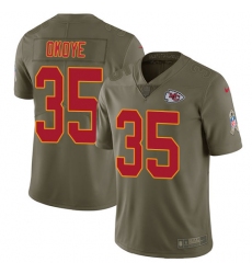 Nike Chiefs #35 Christian Okoye Olive Mens Stitched NFL Limited 2017 Salute to Service Jersey