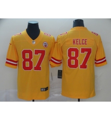 Nike Chiefs 87 Travis Kelce Gold Inverted Legend Limited Jersey
