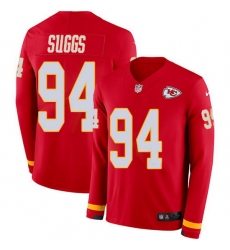 Nike Chiefs 94 Terrell Suggs Red Team Color Men Stitched NFL Limited Therma Long Sleeve Jersey