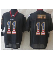 Nike Kansas City Chiefs 11 Alex Smith Black USA Flag Fashion NFL Jersey