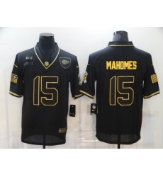 Nike Kansas City Chiefs 15 Patrick Mahomes Black Gold 2020 Salute To Service Limited Jersey