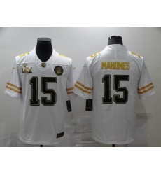 Nike Kansas City Chiefs 15 Patrick Mahomes White Gold 2020 Super Bowl LIIV Vapor Untouchable Limited Jersey