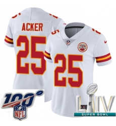 2020 Super Bowl LIV Women Nike Kansas City Chiefs #25 Kenneth Acker White Vapor Untouchable Limited Player NFL Jersey