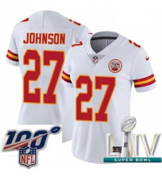 2020 Super Bowl LIV Women Nike Kansas City Chiefs #27 Larry Johnson White Vapor Untouchable Limited Player NFL Jersey