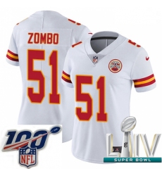 2020 Super Bowl LIV Women Nike Kansas City Chiefs #51 Frank Zombo White Vapor Untouchable Limited Player NFL Jersey