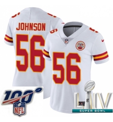 2020 Super Bowl LIV Women Nike Kansas City Chiefs #56 Derrick Johnson White Vapor Untouchable Limited Player NFL Jersey