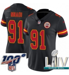 2020 Super Bowl LIV Women Nike Kansas City Chiefs #91 Derrick Nnadi Limited Black Rush Vapor Untouchable NFL Jersey