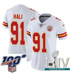 2020 Super Bowl LIV Women Nike Kansas City Chiefs #91 Tamba Hali White Vapor Untouchable Limited Player NFL Jersey