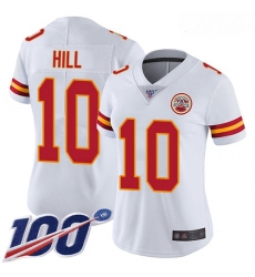 Chiefs #10 Tyreek Hill White Women Stitched Football 100th Season Vapor Limited Jersey