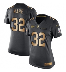 Nike Chiefs #32 Spencer Ware Black Womens Stitched NFL Limited Gold Salute to Service Jersey
