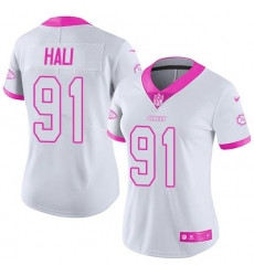 Nike Chiefs #91 Tamba Hali White Pink Womens Stitched NFL Limited Rush Fashion Jersey