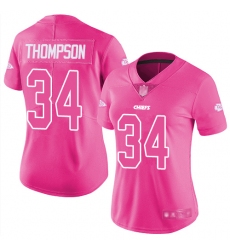 Women Chiefs 34 Darwin Thompson Pink Stitched Football Limited Rush Fashion Jersey