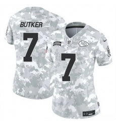 Women Kansas City Chiefs 7 Harrison Butker 2024 F U S E Arctic Camo Salute To Service Limited Stitched Football Jersey