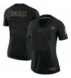 Women Kansas City Chiefs 88 Tony Gonzalez Black 2020 Salute To Service Limited Jersey