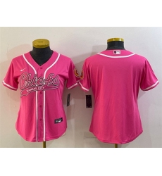 Women Kansas City Chiefs Blank Pink With Patch Cool Base Stitched Baseball Jersey