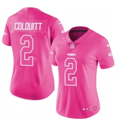 Womens Nike Chiefs #2 Dustin Colquitt Pink  Stitched NFL Limited Rush Fashion Jersey