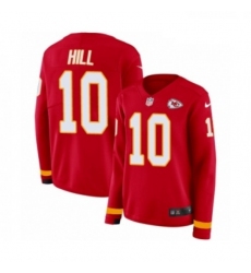 Womens Nike Kansas City Chiefs 10 Tyreek Hill Limited Red Therma Long Sleeve NFL Jersey