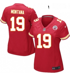 Womens Nike Kansas City Chiefs 19 Joe Montana Game Red Team Color NFL Jersey