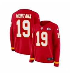 Womens Nike Kansas City Chiefs 19 Joe Montana Limited Red Therma Long Sleeve NFL Jersey