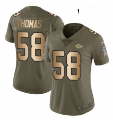 Womens Nike Kansas City Chiefs 58 Derrick Thomas Limited OliveGold 2017 Salute to Service NFL Jersey