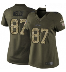 Womens Nike Kansas City Chiefs 87 Travis Kelce Elite Green Salute to Service NFL Jersey
