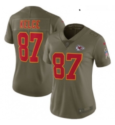 Womens Nike Kansas City Chiefs 87 Travis Kelce Limited Olive 2017 Salute to Service NFL Jersey