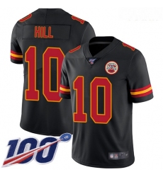 Chiefs #10 Tyreek Hill Black Youth Stitched Football Limited Rush 100th Season Jersey