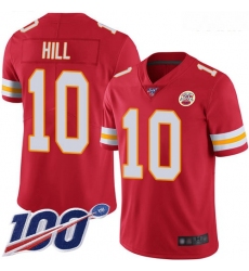 Chiefs #10 Tyreek Hill Red Team Color Youth Stitched Football 100th Season Vapor Limited Jersey