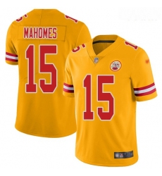 Chiefs #15 Patrick Mahomes Gold Youth Stitched Football Limited Inverted Legend Jersey