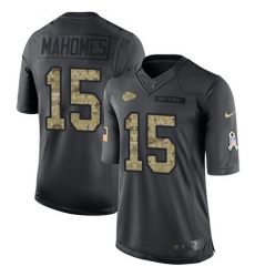 Nike Chiefs #15 Patrick Mahomes Black Youth Stitched NFL Limited 2016 Salute to Service Jersey