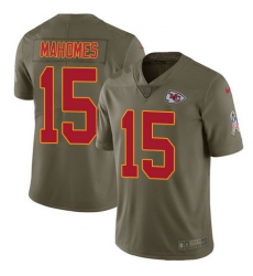 Nike Chiefs #15 Patrick Mahomes Olive Youth Stitched NFL Limited 2017 Salute to Service Jersey