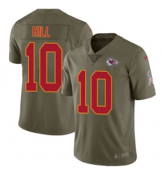 Youth Nike Chiefs #10 Tyreek Hill Olive Stitched NFL Limited 2017 Salute to Service Jersey