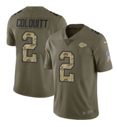 Youth Nike Chiefs #2 Dustin Colquitt Olive Camo Stitched NFL Limited 2017 Salute to Service Jersey